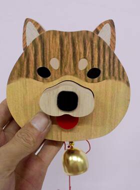木制柴犬小狗多巴胺铃铛入户玄关招财门铃装饰小挂件门挂乔迁礼物