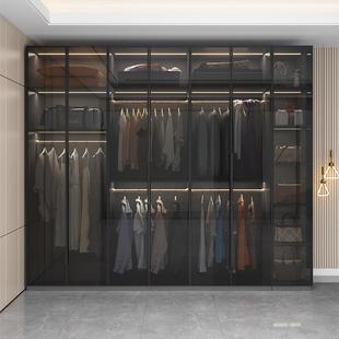 衣柜家庭卧室现代简单方便豪华l形角衣帽间定制组合玻璃衣柜小公