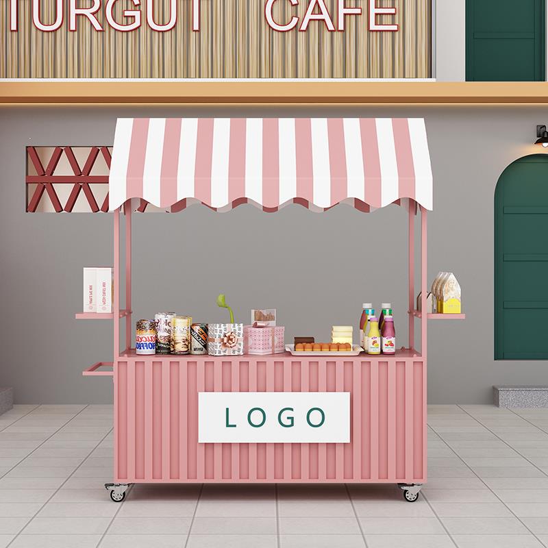 促销花车摆摊小吃车地摊网红商用售货小推车铁艺移动商场夜市餐车