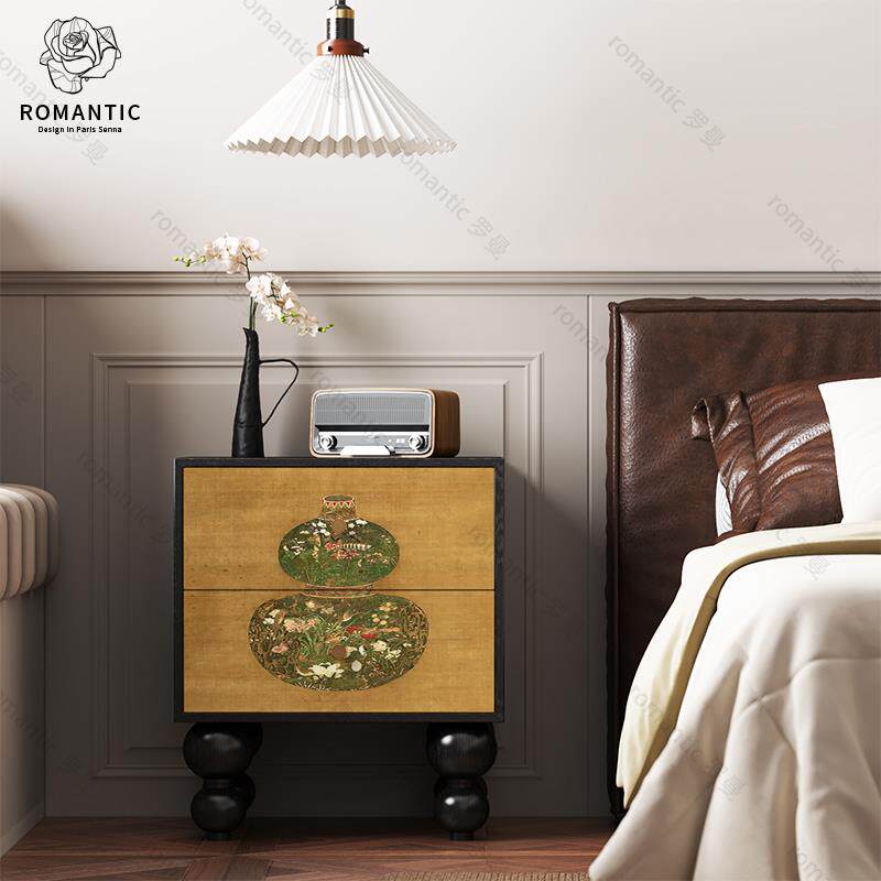 中古实木床头柜小型家用收纳柜卧室收纳边柜设计感小众一体免安装