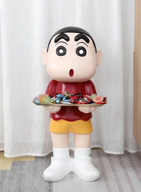 蜡笔客厅落地摆件托盘卡通电视柜装饰公仔创意家居乔迁礼物树脂