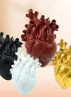 热款心脏造型花插摆件装饰客厅电视柜书房办公室桌面花瓶摆设树脂