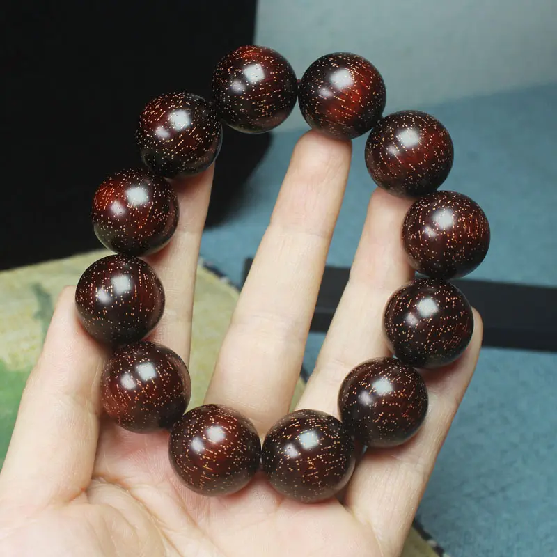 紫檀单圈爆满金星佛珠手串 高密度男女小叶文玩手链手饰/手串打磨