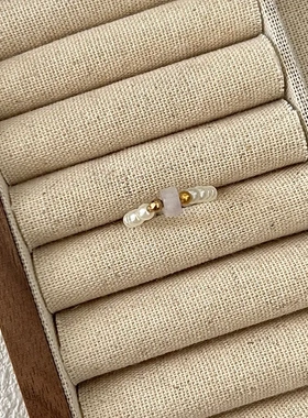 小众设计感轻奢珍珠戒指女高级感指环复古食指戒时尚个性尾戒手饰