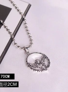 复古ins天使项链花环l漂亮潮酷长款暗黑土酷蹦迪学生项链欧美合金