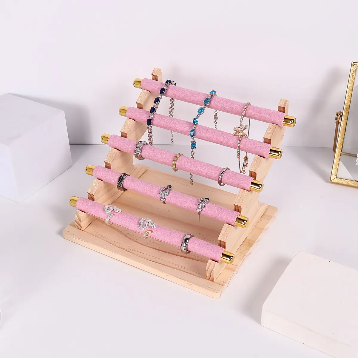 戒指首饰展示架 简约实木可拆卸首饰架 饰品展示架珠宝收纳置物架