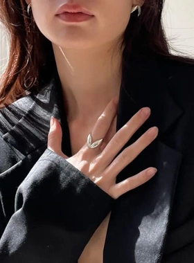 欧美18k金不锈钢v形光面戒指ins时尚简约钢色钛钢戒指戒指/指环