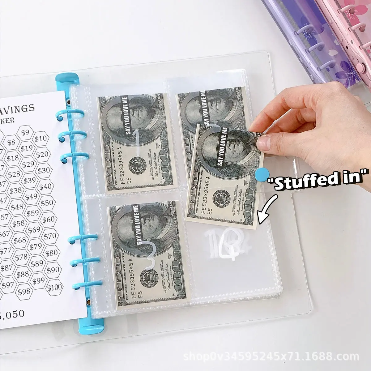 热卖100天存钱本活页信封现金储蓄笔记本情侣省钱挑战手账本满月