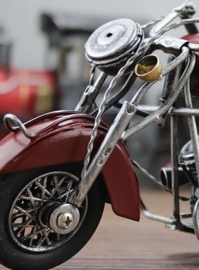 kka杂货 手工铁艺摩托车摆件 拍摄道具 创意礼品 MTC13家居黄色