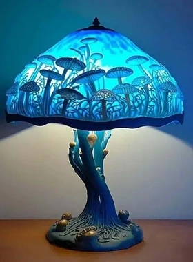 魔幻led七彩蘑菇灯摆件创意家居usb插头夜光装饰品树脂雕像婚庆