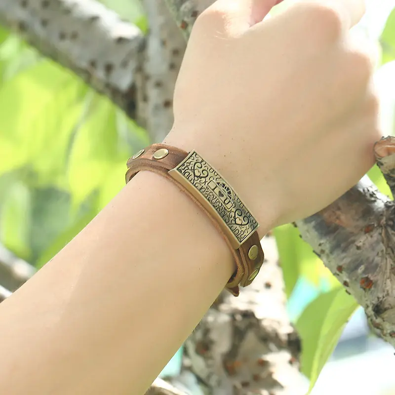 欧美风简约复古合男士牛皮手链饰品做旧效果男女真皮手链ss035