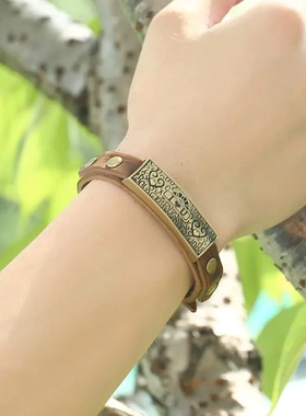 欧美风简约复古合男士牛皮手链饰品做旧效果男女真皮手链ss035