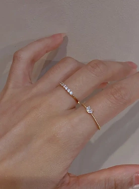 2022新款韩版可爱到发芽戒指女轻奢小众设计精致镶锆石爱心食指戒