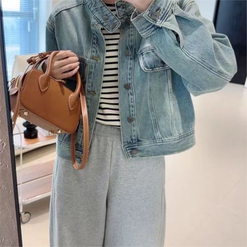 复古水洗牛仔衣女小个子