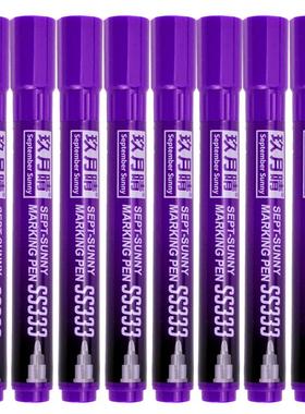 紫色记号笔防水防油不掉色彩色标记笔F马克笔大号单头油性笔10支