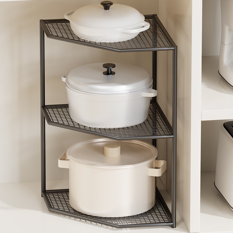 厨房转角a置物架多层下水槽锅架台面墙角放锅三角支架锅具收纳架