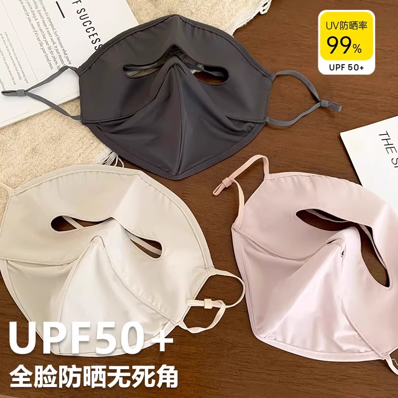 冰丝防晒面罩女夏薄款骑车防紫外线遮全脸脸基尼透气凉感遮阳口罩
