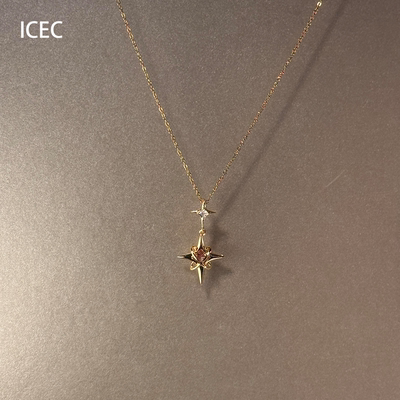 秋冬复古金色超闪双十字架项链