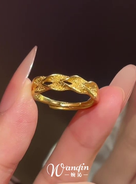 中古金色麦穗双层戒指女