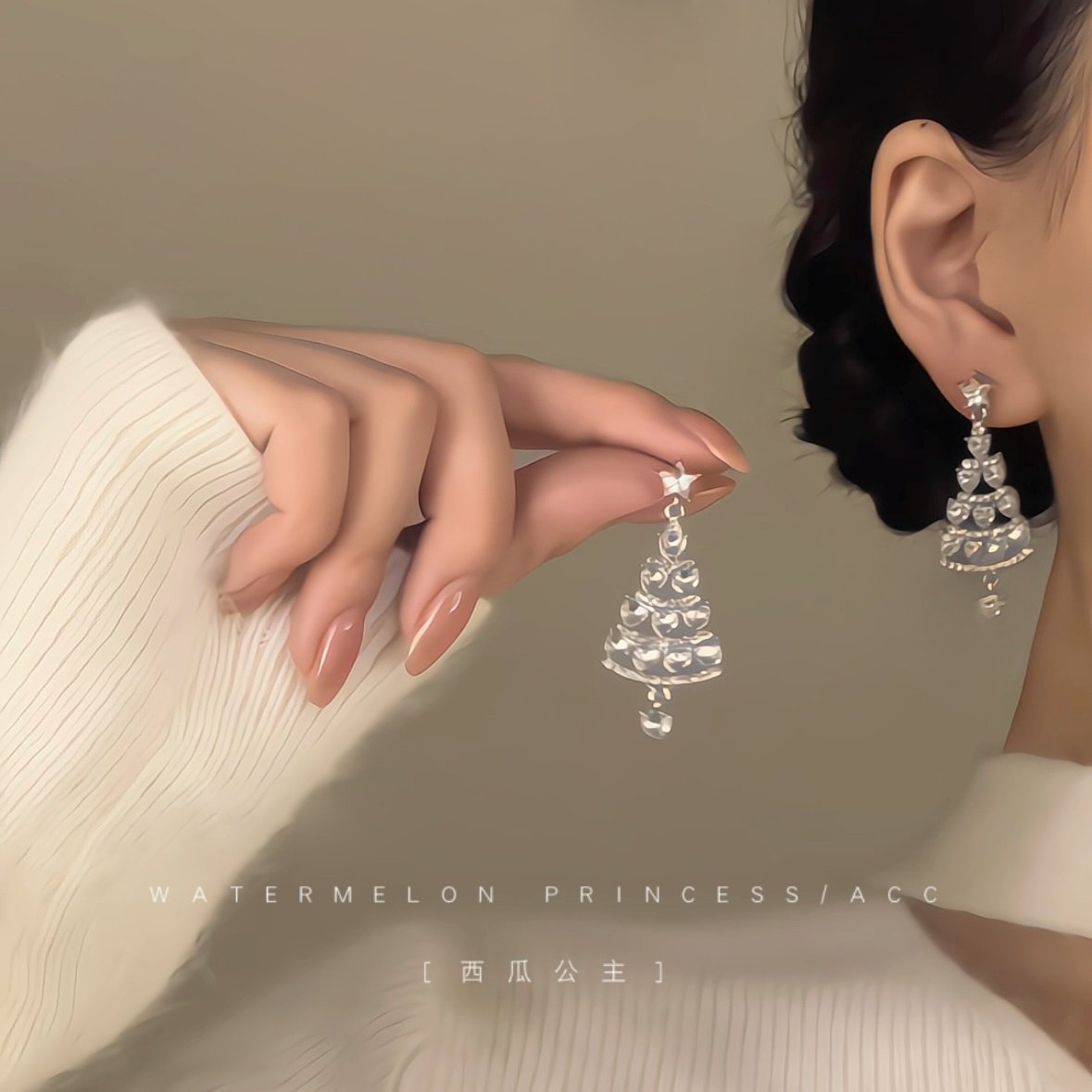 成曦圣诞树仿锆石耳钉女节日氛围耳饰天猫19.9元