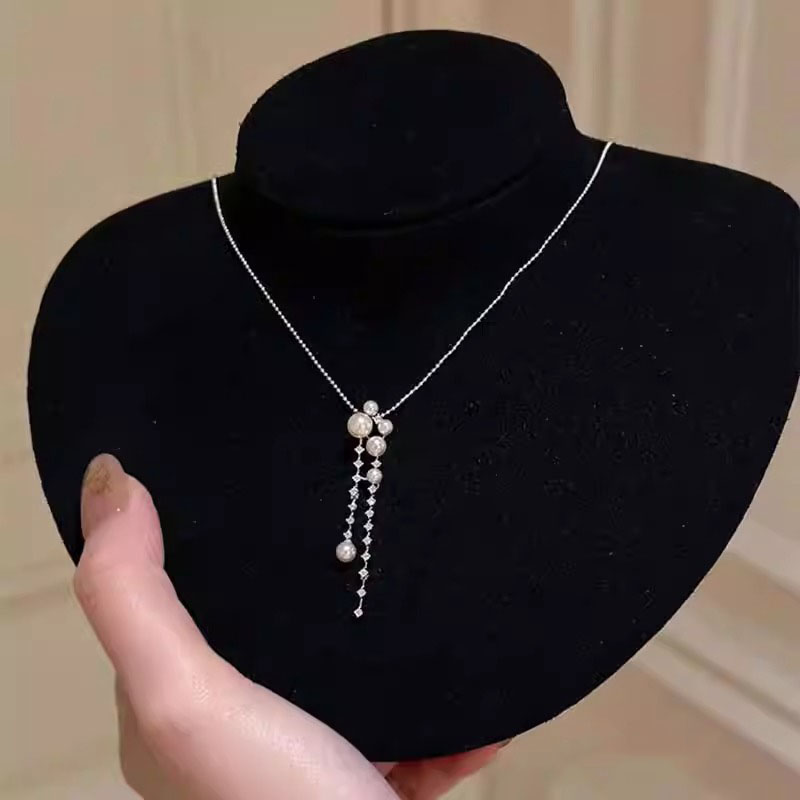 超仙人造珍珠流苏项链女颈链