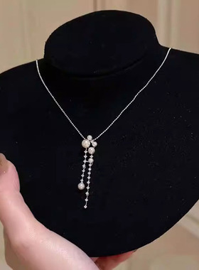 超仙人造珍珠流苏项链女颈链