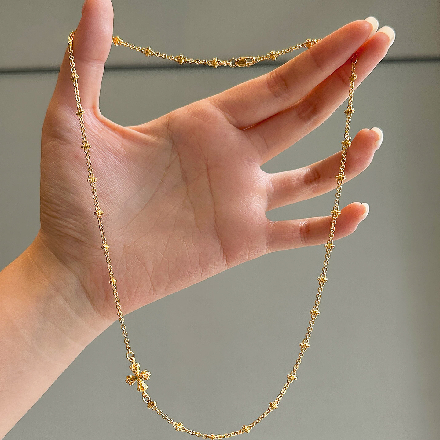 新中式金色十字杵项链女