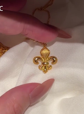 新年复古金色爆闪鸢尾花项链女