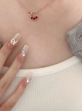 新年红色双环项链女配饰轻奢