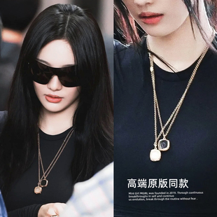 毛衣链 长款 宁艺卓同款 几何方块叠戴项链女高级感轻奢小众2025新款