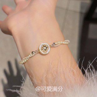 法式八宝罗盘缠绕仿珍珠手链女精致小众设计轻奢高级感感叠戴手饰