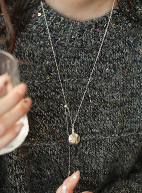 银色锤纹水壶吊坠可调节项链