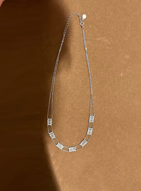 清冷感双面银色格桑花颈链女