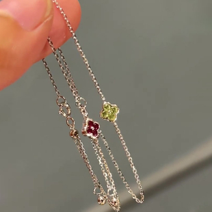 韩系爆闪金四叶草仿锆石手链轻奢小众精致2025新款叠戴高颜值手饰