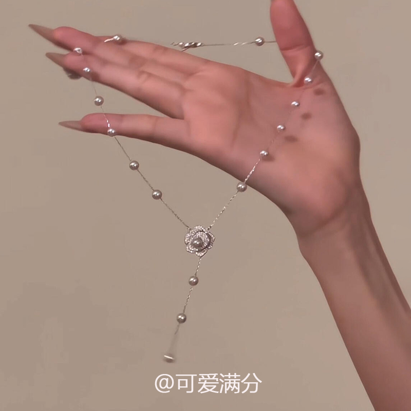 法式浪漫满天星玫瑰花仿钻项链女