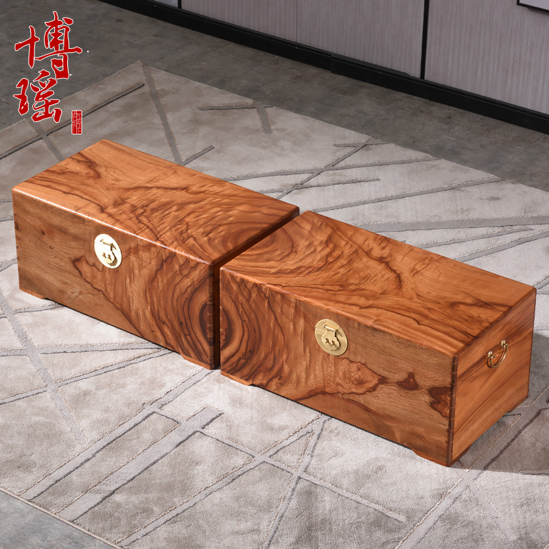 老樟木箱子整板字画箱收纳箱香樟B木整板结婚陪嫁箱中式衣箱可定