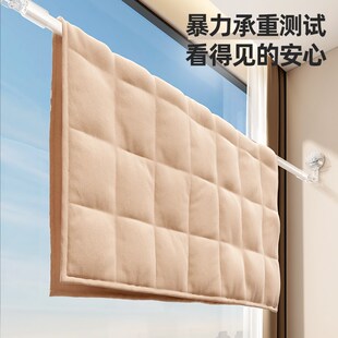 吸盘晾衣架阳台伸j缩晾衣神器家用凉晒杆免打孔晒衣杆子飘窗室内