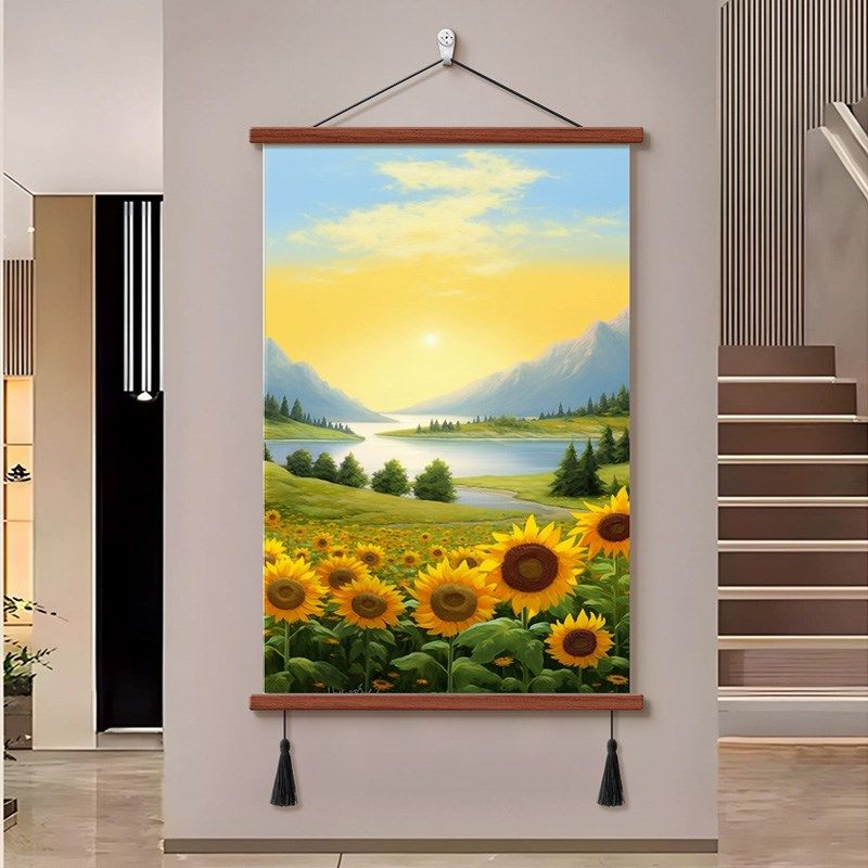 流水生财入户进门装饰画客厅背景墙挂G画玄关走道餐厅山水风景壁,家居饰品,现代装饰画,淘宝优惠券,粉丝福利购,淘宝优惠卷