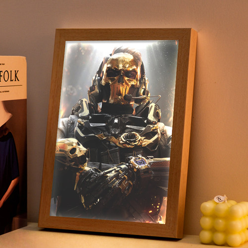 三角洲行动周边蚀金玫瑰红狼镜子灯光画送男生发光摆件音响小夜灯