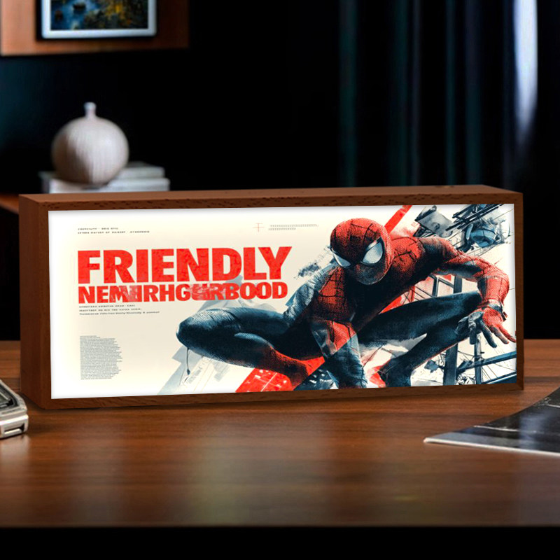 漫威蜘蛛侠周边灯光画客厅卧室蓝牙音响小夜灯送朋友发光礼物摆画