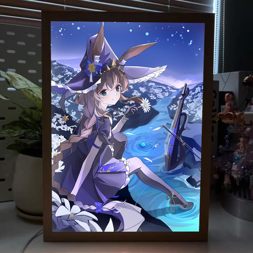 阿米娅周边镜子灯光画明日方舟二次元吧唧礼物摆件卧室音响小夜灯