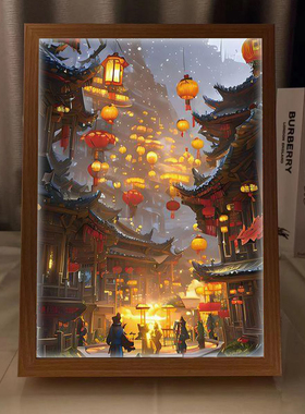 风景灯光画二次元桌面摆件