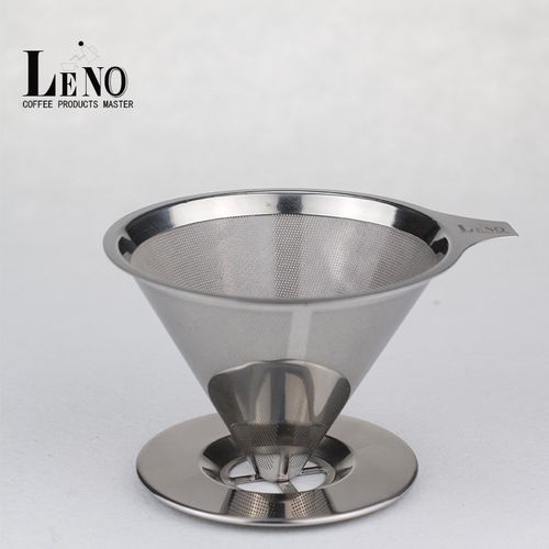 LENO双层细密咖啡过滤网不锈钢手冲咖啡滴漏式壶免滤纸过滤杯