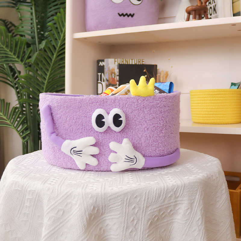 怪兽收纳筐桌面零食玩具收纳篮儿童毛绒整理箱杂物篮大容量宠物窝