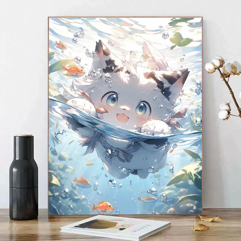 猫咪2025新款钻石画儿童可爱动物客厅卧室贴砖十字绣小幅水晶手工