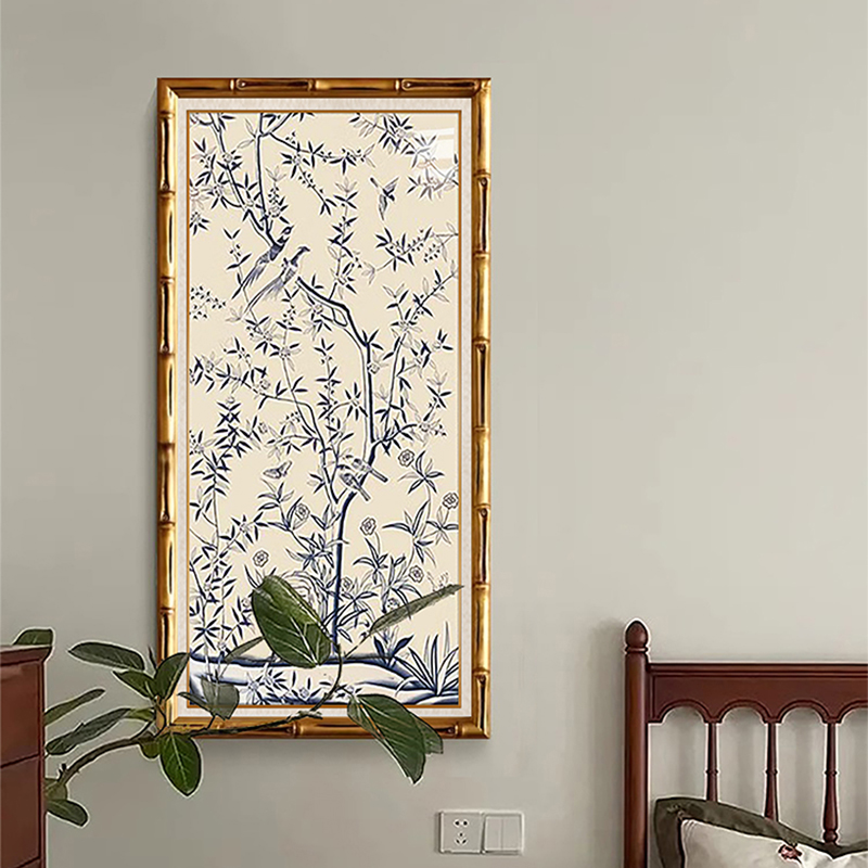 喜上眉梢法式中i国风挂画复古软装中古南洋饭厅边柜装饰画民宿壁