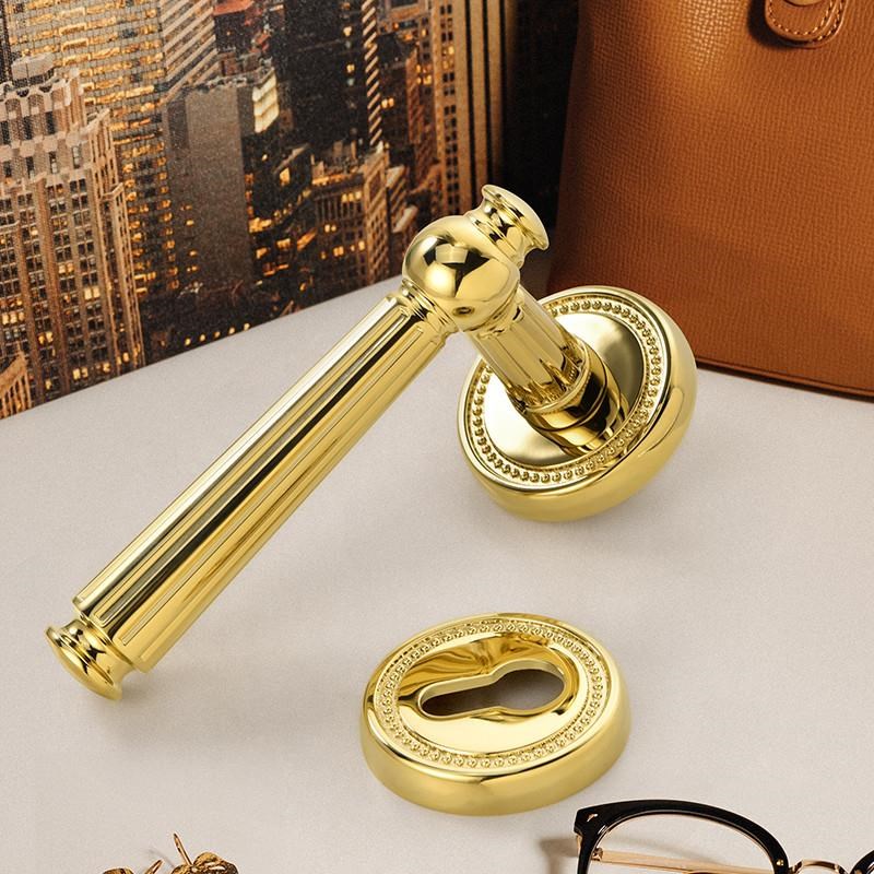 欧式木门锁室内办公室房门把手美式亮银色分体Q锌合金静音磁吸通.