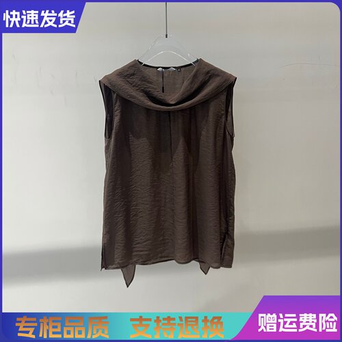 艾诺丝正品国内代购2026早秋新款飘带领无袖气质衬衫上衣女503137