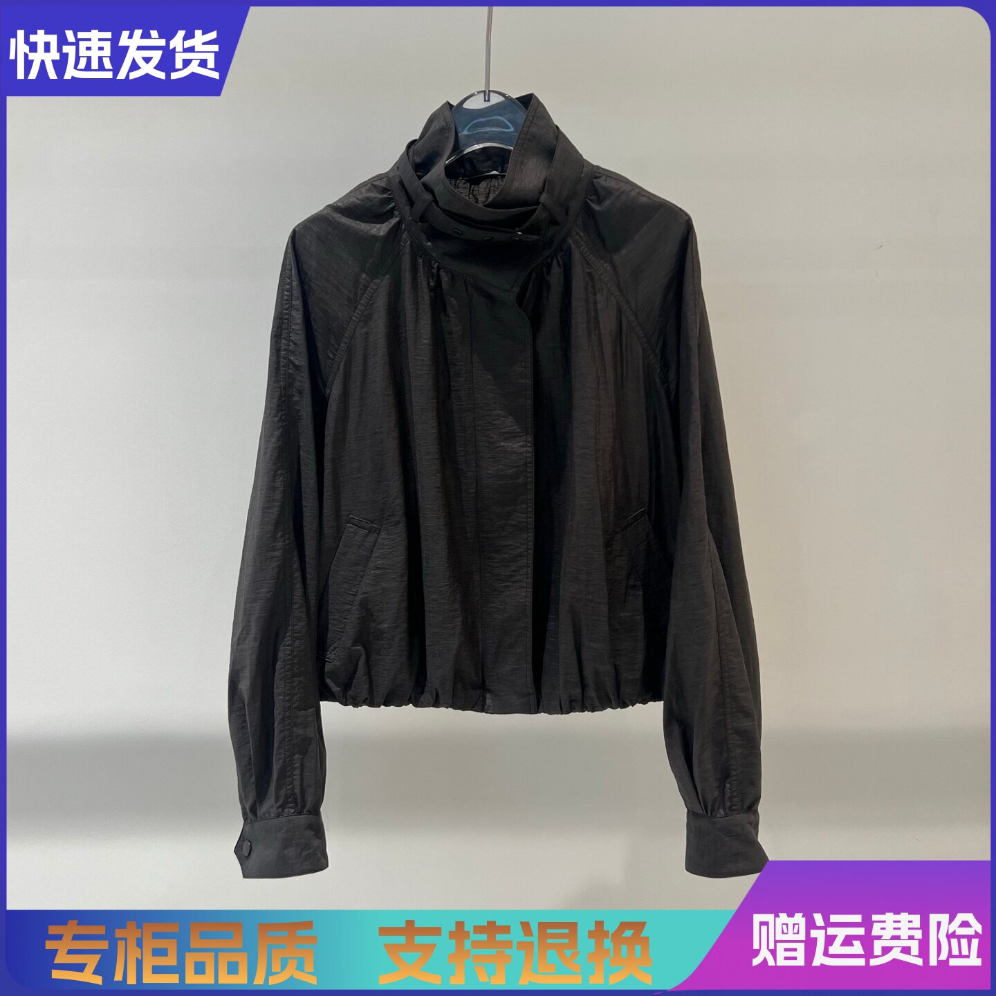 艾诺丝正品2026新春款时尚百搭立领防晒服小个子短外套女BR101153图片
