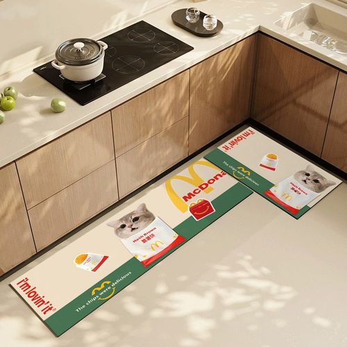 脆薯饼猫咪厨房地垫防滑防油防水地毯免K洗硅藻泥脚垫吸水专用垫